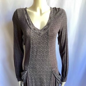 Akela Key Charcoal Subtle Animal Print Tunic Dress